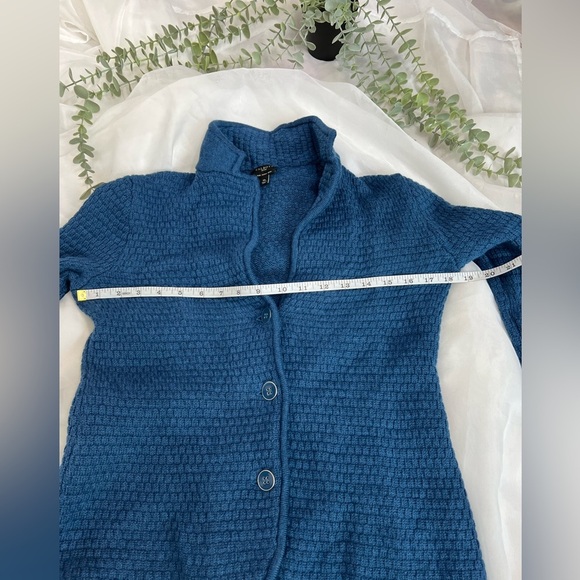 Talbots Sweater Blazer Women's Medium Blue Wool Knit Medium - Picture 10 of 11